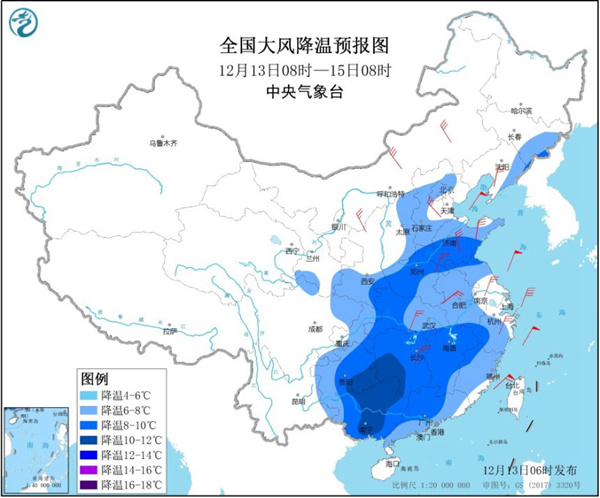 Strong cold air crossed the Yangtze River today, and the temperature in the whole country hit new lows one after another.